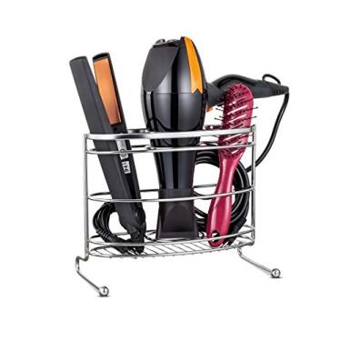 Imagem de Organizador Banheiro Porta Secador de Cabelo Suporte Cromado Chapinha e Escova