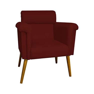 Imagem de Poltrona Decorativa Elisa Pés Palito Suede Bordô - DS Estofados