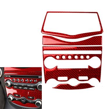 Imagem de FINMOKAL 5 Peças Guarnição Da Tampa Do Painel De Controle Do Ar Condicionado De Fibra De Carbono Para Nissan 370Z Vermelho