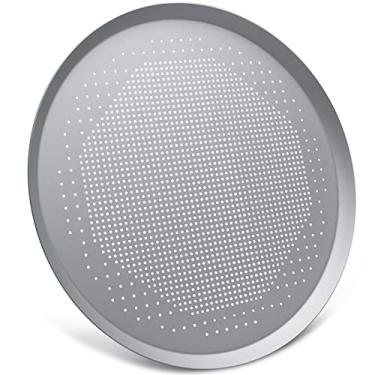 Imagem de Bandeja de pizza de 40,6 cm, bandeja de pizza para forno de liga de alumínio, bandeja de pizza redonda, frigideira de pizza com furos, bandeja de assadeira de pizza, utensílios para cozinha de restaurante caseiro