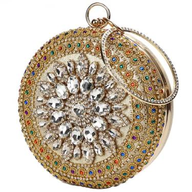 Imagem de Bolsa Clutch Bolsa de Noite Casamento Bridal Clutch Bolsas Femininas Bolsa de Ombro, Dourado, M