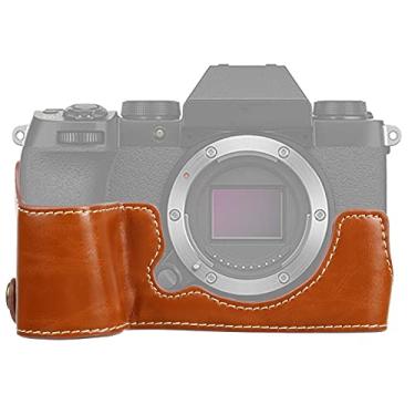 Imagem de HONGYAN capa da câmera 1/4 de linha de polegada de couro pu câmera de couro meia base para fujifilm x-s10 acessórios para câmera
