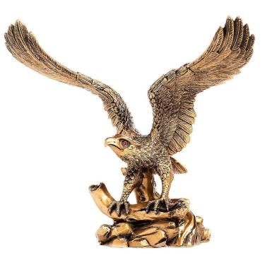 Imagem de Estatua Águia Resina Dourado Envelhecido 27X30Cm