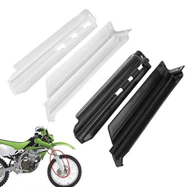 Imagem de Capa de proteção frontal de plástico para motocicleta, 2 peças de capa de proteção deslizante para garfo dianteiro de motocicleta serve para KLX650 KLX250R KDX200 KLX300R (branca)