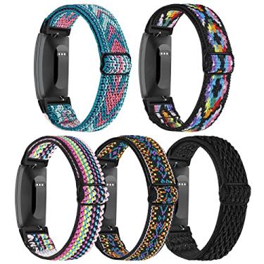 Imagem de Pulseiras elásticas ajustáveis para Fitbit Inspire 2 compatíveis com Fitbit Inspire 2 / Inspire HR, pulseira de substituição esportiva de nylon macio e elástico respirável (pacote com 5)