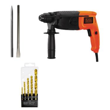 Imagem de Martelete Sds Plus Perfurador 620W Black&Decker Kd620k + Kit De Ferramentas 