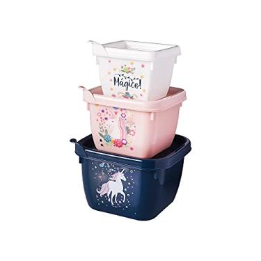 Imagem de Conjunto De Potes Quadrado Unicórnio Com 3 Unidades Plasútil