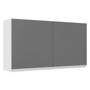 Imagem de Armário Aéreo 100% MDF 120 cm 2 Portas Branco/Preto Acordes Madesa