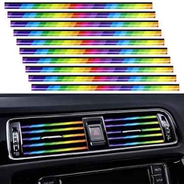 Imagem de PYHLVCLF 20 peças universais de saída de ar condicionado para carro, faixa de decoração, impermeável, flexível, brilhante, decoração de saída de ar para todas as saídas de ar (colorido - 20 peças)