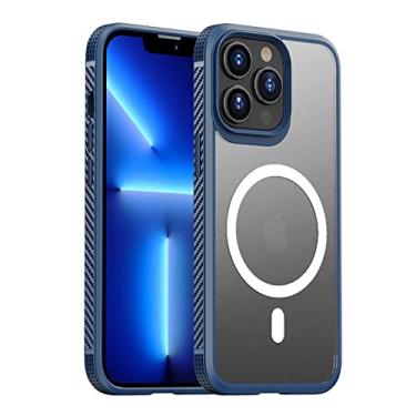 Imagem de Capa de telefone rígida absorvente magnética transparente bonita para iPhone 13 Pro Max 12 Pro Max Capa protetora à prova de choque, azul, para iPhone 12Pro Max