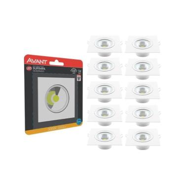 Imagem de Kit 10 Spot 5w 6500K Led Direcional Embutir Quadrada Avant