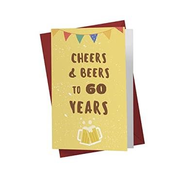 Imagem de Cartão de aniversário de 60 anos engraçado – Cartão de aniversário de 60 anos de idade – Cartão de feliz aniversário de 60 anos – Cartão de aniversário de cerveja de 60 anos – com um envelope vermelho