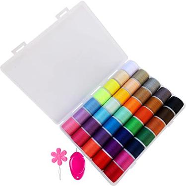 Imagem de Conjunto de 35 cores de linha de costura de poliéster com passadores de agulha para costura manual e à máquina