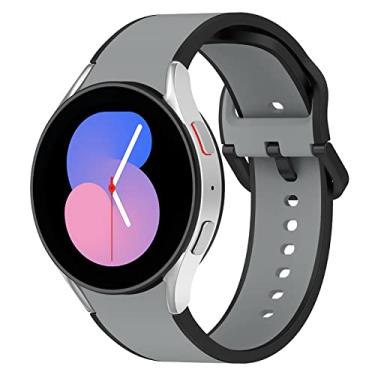 Imagem de Compatível com Galaxy Watch 5 de 40 mm, 44 mm/5 Pro de 45 mm, para Galaxy Watch 4 de 40 mm, 44 mm, para Galaxy Watch 4 Classic, 42 mm, 46 mm, pulseira esportiva de silicone macio para mulheres e homens, preto-cinza