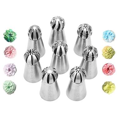Imagem de Conjunto de 8 peças de pontas de confeitaria russas BravOne de aço inoxidável russo pontas de glacê de flores pontas de confeitar bicos de confeitar kit de dicas de decoração de bolos para fazer você