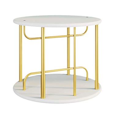 Imagem de KIZQYN Estante de mesa pequena estante giratória de madeira redonda prateleira de livros independente armazenamento de escritório organizador de acessórios de mesa estante suporte de exibição rack estante (cor: ouro)