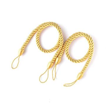 Imagem de Laços de cortina de estilo escandinavo simples Laços de corda em espiral bem entrelaçados Suportes de cortina DIY, dourados, 4 peças