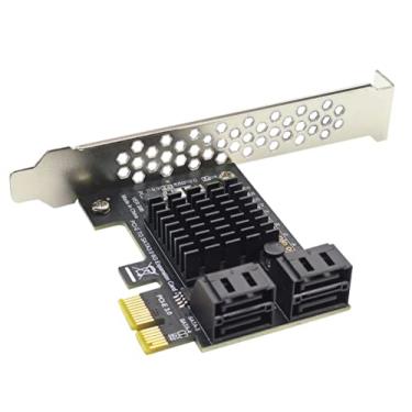 Imagem de Placa Adaptador Pci-e Pcie x1 4 Portas Sata 3 6gbps Hd Ssd Perfil Alto e Baixo