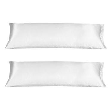 Imagem de 2 Fronha Capa Travesseiro Corpo Xuxão Cetim Branco 1,30X0,40 - Confecç