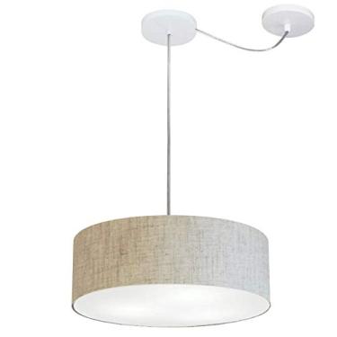 Imagem de Lustre Cilíndrico com Desvio de Centro Cúpula Tecido 40x15, Vivare Iluminação, Pendente4255 RST, Rustico Bege, Médio