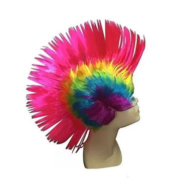 Imagem de YDH Peruca Moicano para Festa - Multicolorido - Adulto - Unissex - Peruca de Festa - Carnaval