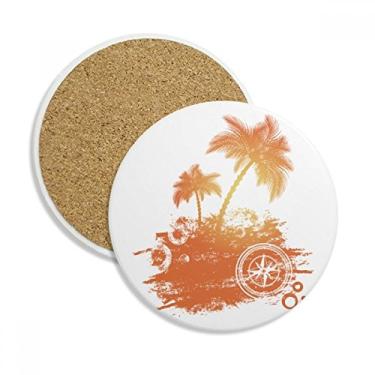 Imagem de Caneca de coqueiro, estampa de praia, ilustração, copo, copo, proteção de mesa, pedra absorvente