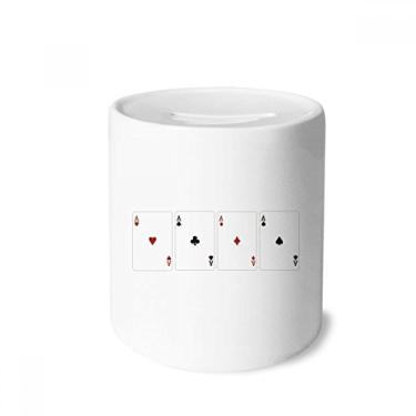 Imagem de DIYthinker Caixa de moedas de cerâmica com estampa de clube de diamantes em formato de coração para presente de cofrinho