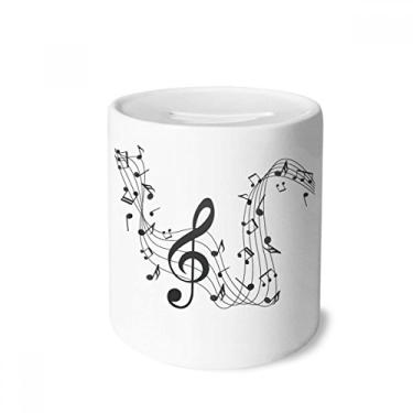 Imagem de DIYthinker Caixa preta de cerâmica com notas musicais da Flappg para presente de porta-moedas