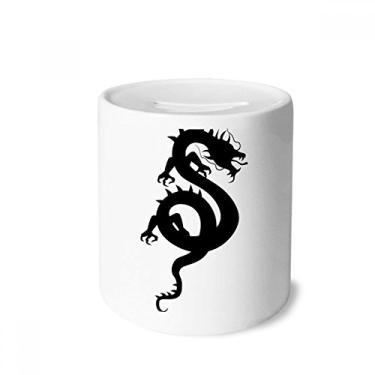 Imagem de DIYthinker Contorno de dragão China padrão chinês caixa de dinheiro caixa de cerâmica porta-moedas presente de cofrinho