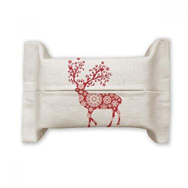 Imagem de Bolsa de linho de algodão para lenços faciais com flocos de neve vermelhos