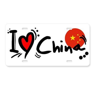 Imagem de DIYthinker I Love China Palavra Bandeira Coração Placa Decoração Aço Inoxidável Automóvel