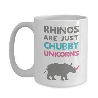 Imagem de Caneca Rhinos are just gordinhos unicórnios - Canecas de café com chifre de rinoceronte - Presente de mordaça de rinoceronte para homens