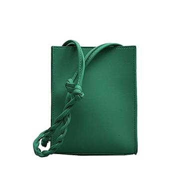 Imagem de Bolsa carteiro pequena de couro de poliuretano, bolsa de ombro para celular verde