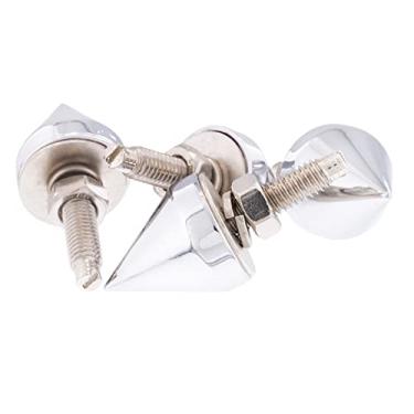 Imagem de Tampas de parafuso de fixação de placa de carro com ponta cromada United Pacific 10878 para placa de carro padrão, pino de montagem rosqueado com porca e arruela de pressão - pacote de 4