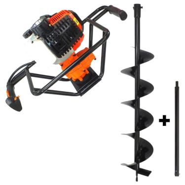 Imagem de Perfurador de Solo Profissional Vulcan VPS520 á Gasolina 2T 52cc 2,5hp Robusto e Econômico Acompanha Broca 80x10cm Com Pino Trava + Extensor de 60cm