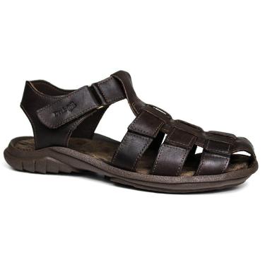 Imagem de Sandália Papete Masculina de Couro Marrom 6500