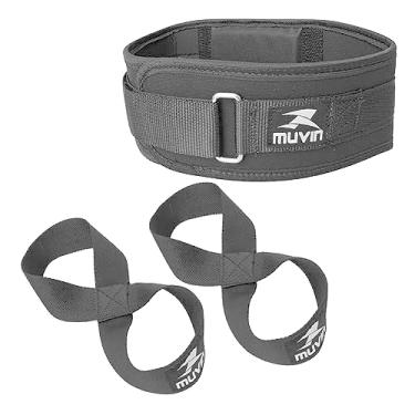 Imagem de Kit Cinturão de Musculação e Strap 8 Muvin – Tamanho Ajustável – Cinto Levantamento de Peso – Treino – Powerlifting – Estabilização – Correção Postura e Coluna - Apoio Lombar – Conforto