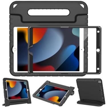 Imagem de Capa infantil LTROP para iPad 10.2 de 9ª/8ª/7ª geração (2021/2020/2019), tem protetor de tela integrado e alça à prova de impactos, com suporte para ficar de pé - Preto