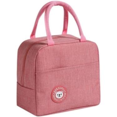 Imagem de Bolsa Térmica Marmita Lancheira Sacola Em Poliéster Com Ziper De Segurança Impermeável 7 Litros Cinza, Preta, Rosa, Azul e Vermelha Trabalho Academia Escola Passeio PREMIUM SYANG (Rosa)