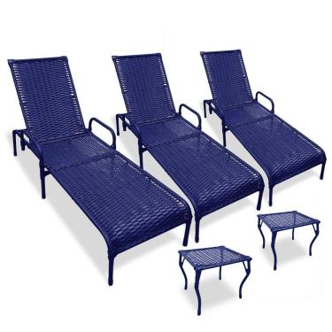 Imagem de Kit 3 Espreguiçadeiras para Piscina Catar + 2 mesas