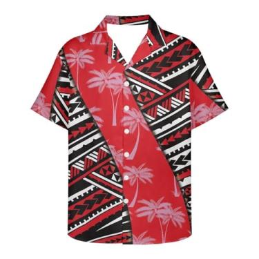 Imagem de Gzzxiailg Camisa masculina macia de manga curta havaiana, gola cubana, casual, tropical, praia, blusa, túnica, saída de praia, Palmeira Polinésia, 6G