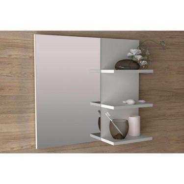 Imagem de Armário De Banheiro C-espelho Bn3608 3 Prateleiras 60cm Cor Branco - Tecno Mobili