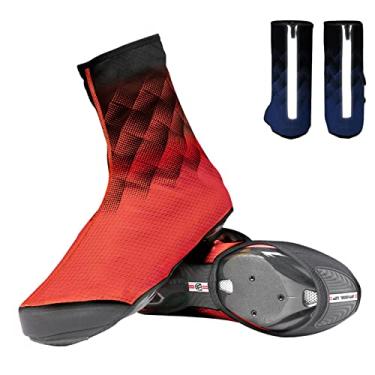 Imagem de 1 par de capas térmicas de inverno para sapatos de ciclismo de lã para manter o calor protetor de sapatos de bicicleta à prova d'água capa de galochas esportivas, vermelha, 2GG (44