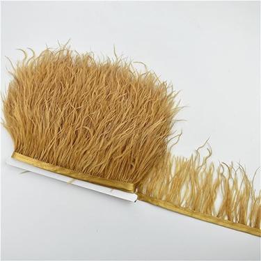 Imagem de 1 metro de penas de avestruz acabamento franja 8-10 cm DIY saia costura penas brancas decoração roupas decoração cor 25