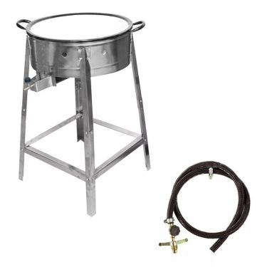 Imagem de Fogão Pasteleiro Inox Gás Alta Pressão Tacho nº 18 C/ Mangueira