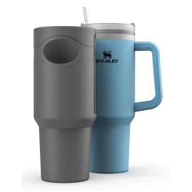 Imagem de ENCASED Bota protetora de silicone compatível com Stanley Copo Quencher de 1,134 g com alça, capa de corpo inteiro (cinza)