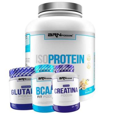 Imagem de Kit Whey Protein Iso Protein Foods 2Kg+Creatina 100G+ Bcaa - Brn Foods