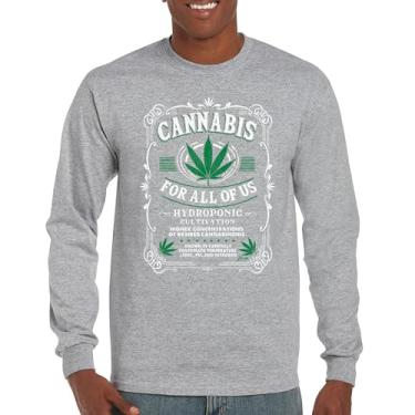 Imagem de Camiseta de manga comprida Cannabis for All 420 Weed Leaf Smoking Marijuana Legalize Pot Funny High Stoner Humor Pothead, Cinza, GG