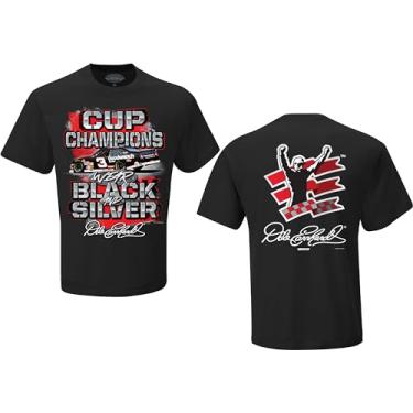 Imagem de Camiseta Dale Earnhardt Sr #3 NASCAR Cup Champions Wear preta e prata adulto preta, Preto, XXG