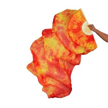 Imagem de TMZAQH Véu feminino 1 peça de mão direita verdadeira seda longa dança do ventre 150 * 90 cm, Rosa branca e roxa, 150*90cm